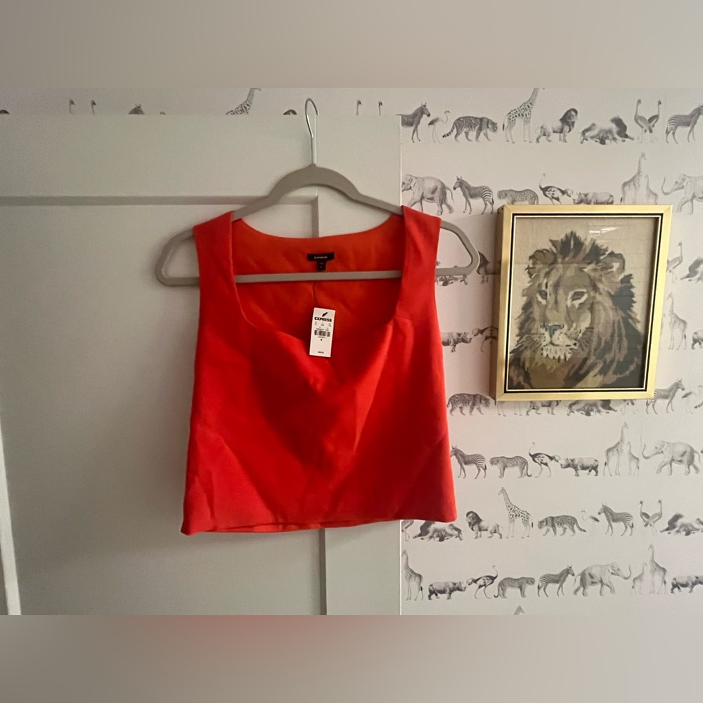 Express orange square neck crop top